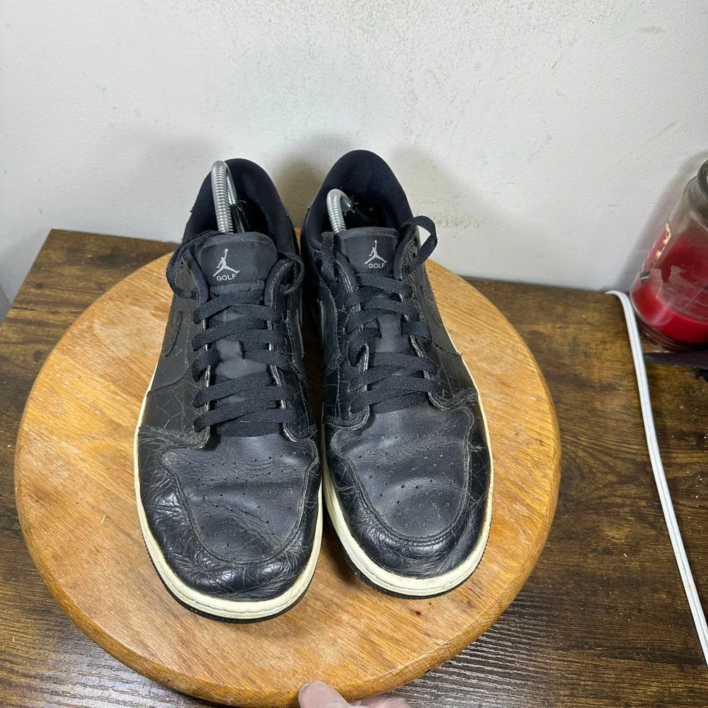 Jordan 1 Low Golf Triple Black Croc Leather Sneakers DD9315-003 Mens 11